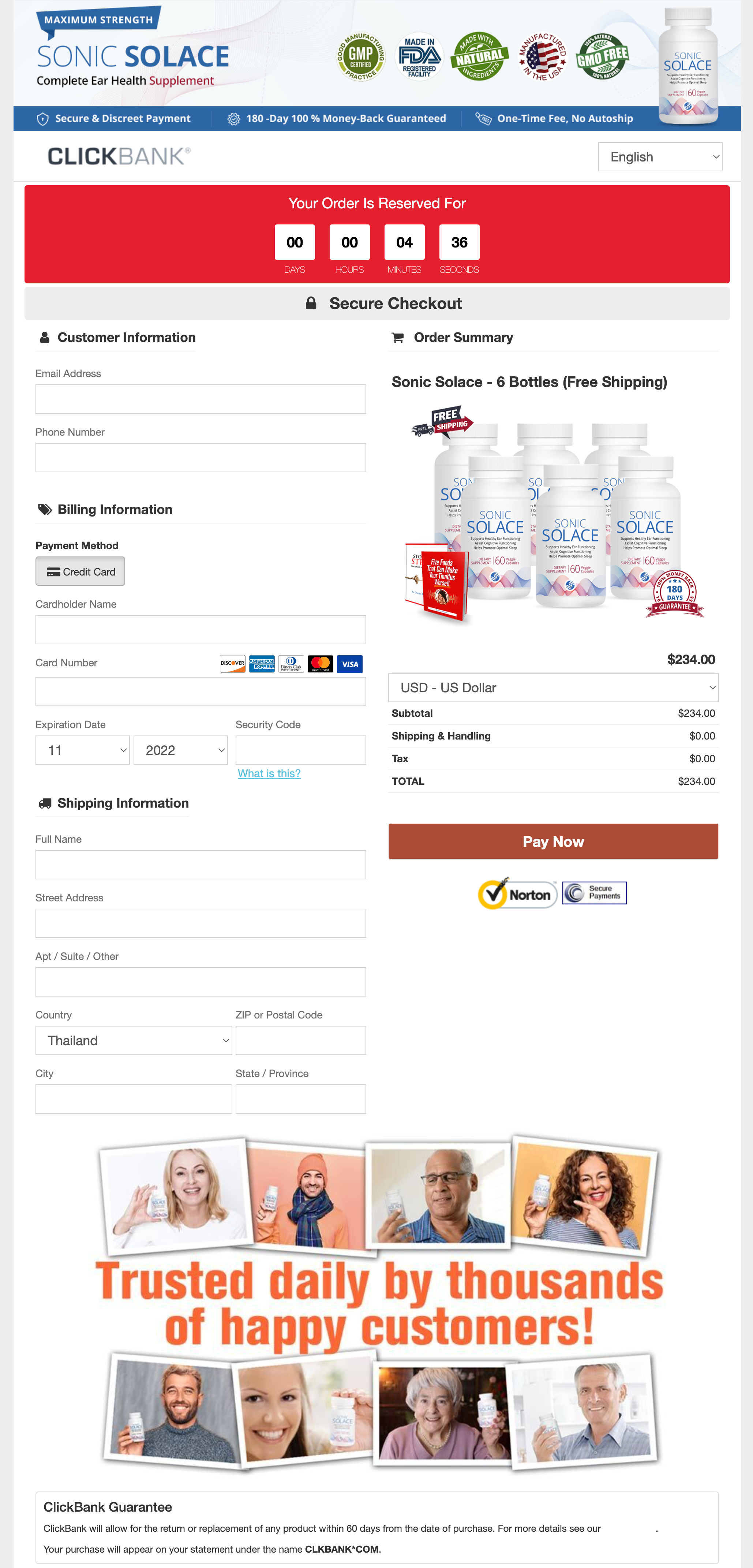 Sonic Solace secure-checkout-Page